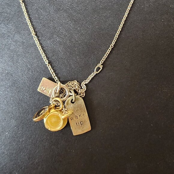 22k gold vermeil and smoky quartz Coffee 'B.U.' necklace - Picture 4 of 6